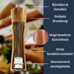 UNBOX Peper En Zoutmolen Set - Pepermolen - Zoutmolen - BBQ Accesoires - Acacia Hout - RVS -Kookgerei Koning Verkoop 1200x1200 1643