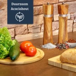 UNBOX Peper En Zoutmolen Set - Pepermolen - Zoutmolen - BBQ Accesoires - Acacia Hout - RVS -Kookgerei Koning Verkoop 1200x1200 1645