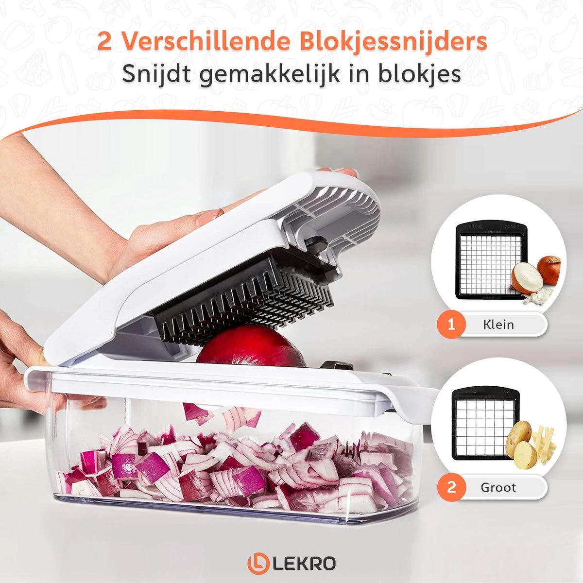 Lekro Multifunctionele Groentesnijder Met Glazen Ovenschaal - Mandoline - Uiensnijder - Frietsnijder - Groentensnijder- Anti-slip Mat - Glas & RSV - 12-delig 3 Lekro Multifunctionele Groentesnijder Met Glazen Ovenschaal - Mandoline - Uiensnijder - Frietsnijder - Groentensnijder- Anti-slip Mat - Glas & RSV - 12-delig - Afbeelding 3