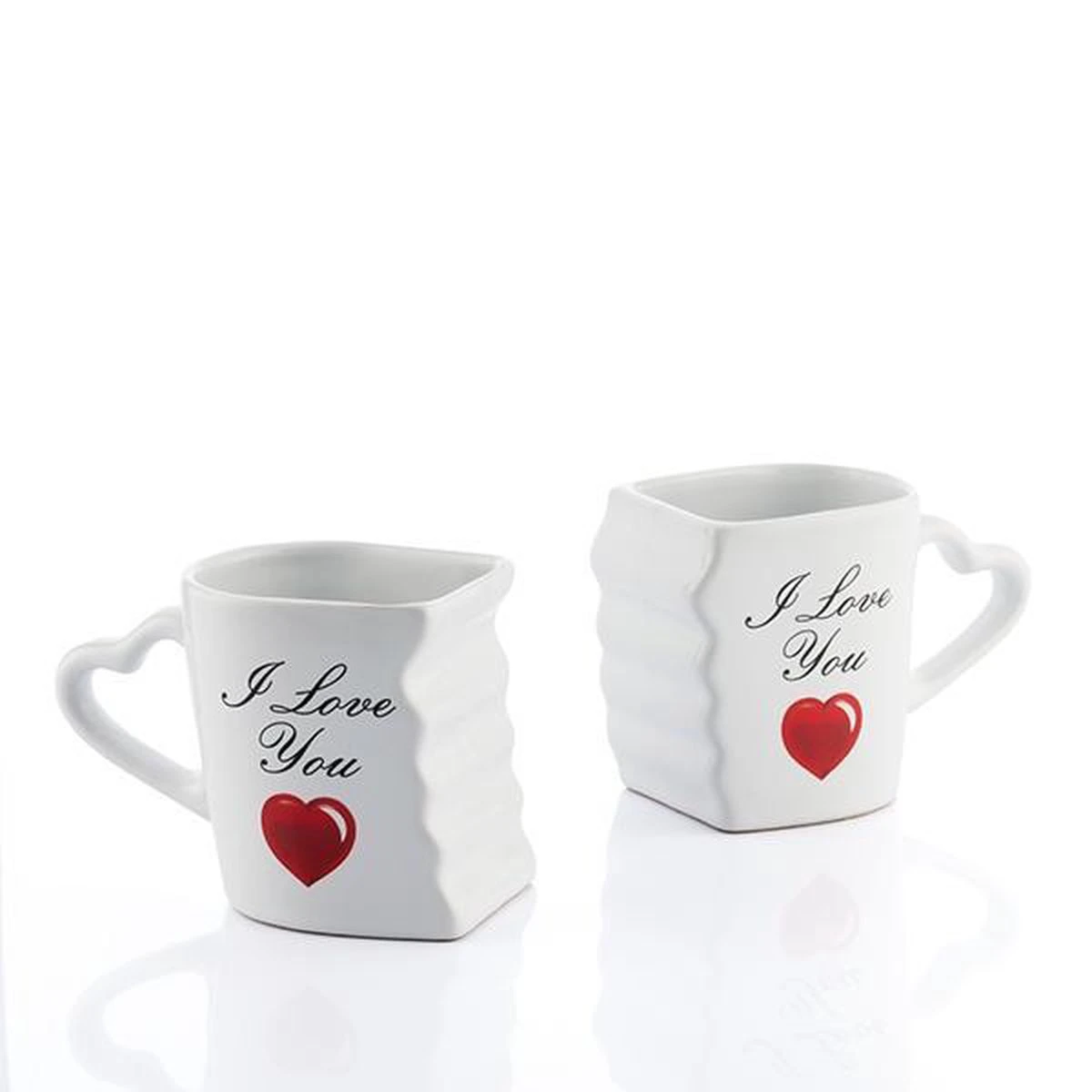 I Love You Kopjesset Met Hartvormig Handvat (Set Van 2) 2 I Love You Kopjesset Met Hartvormig Handvat (Set Van 2) - Afbeelding 2
