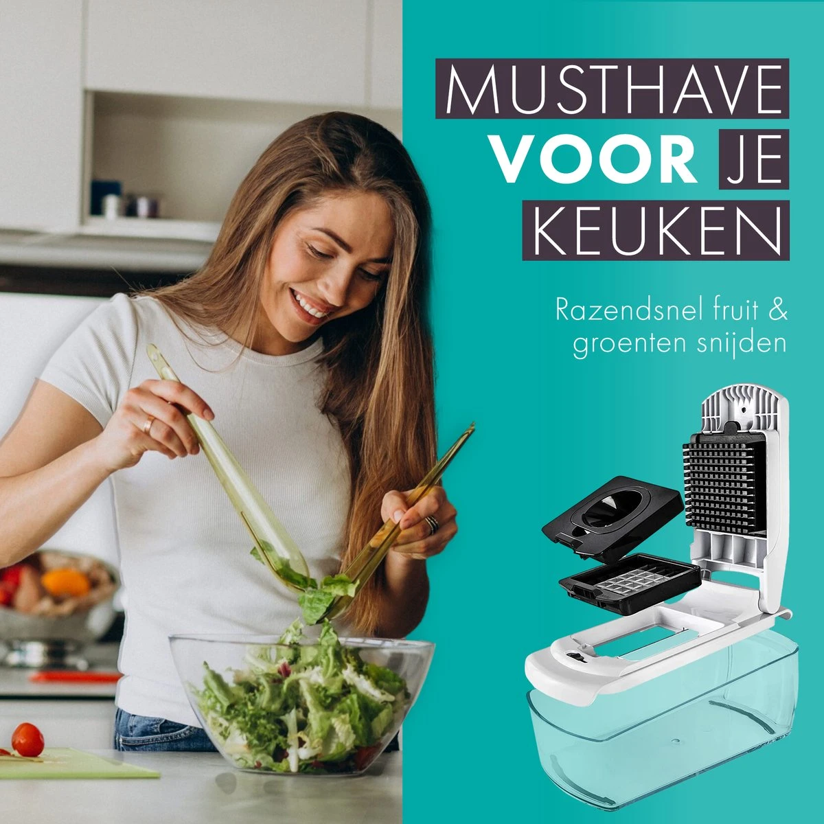 Cavos - Multifunctionele Groentesnijder - Mandoline - Uiensnijder - Frietsnijder - Rasp - Vlijmscherp - BPA-vrij 3 Cavos - Multifunctionele Groentesnijder - Mandoline - Uiensnijder - Frietsnijder - Rasp - Vlijmscherp - BPA-vrij - Afbeelding 3