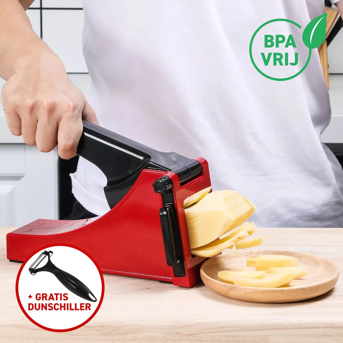 Merkloos Frietsnijder - Patatsnijder - Groentesnijder - Roestvrijstalen Snijrooster - Raspen, Schillers & Snijders - Rood 1 Merkloos Frietsnijder - Patatsnijder - Groentesnijder - Roestvrijstalen Snijrooster - Raspen, Schillers & Snijders - Rood