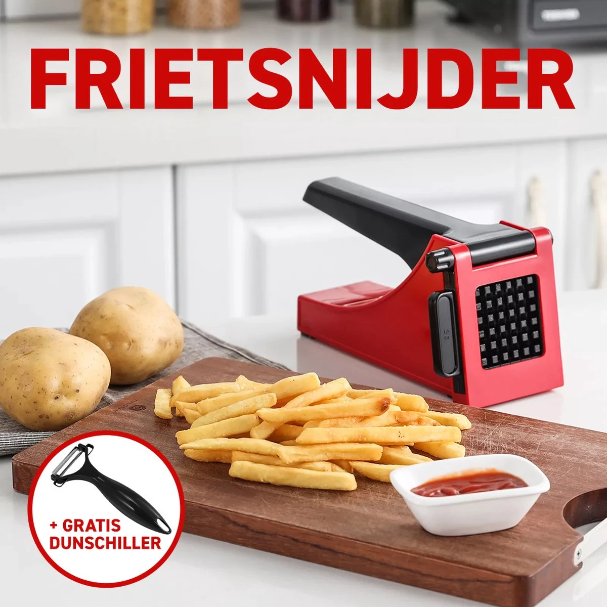 Merkloos Frietsnijder - Patatsnijder - Groentesnijder - Roestvrijstalen Snijrooster - Raspen, Schillers & Snijders - Rood 5 Merkloos Frietsnijder - Patatsnijder - Groentesnijder - Roestvrijstalen Snijrooster - Raspen, Schillers & Snijders - Rood - Afbeelding 5