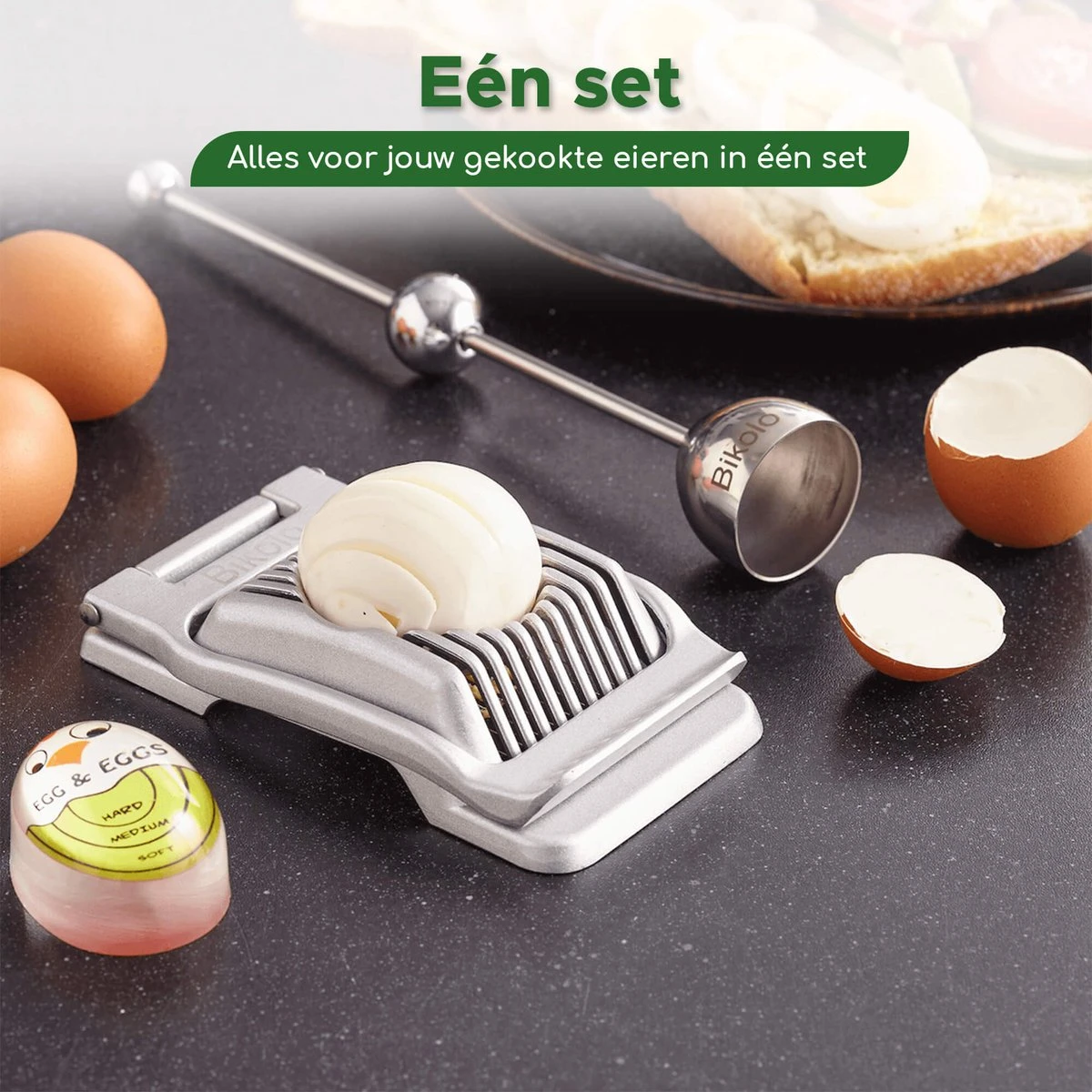 Bikolo - Eiersnijder - Champignonsnijder - Eierschaal Snijder - Eierwekker - Egg Timer - Inclusief Luxe Cadeauverpakking + E-Book Kookboek 2 Bikolo - Eiersnijder - Champignonsnijder - Eierschaal Snijder - Eierwekker - Egg Timer - Inclusief Luxe Cadeauverpakking + E-Book Kookboek - Afbeelding 2