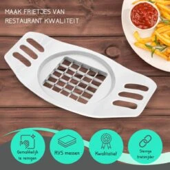 TEN Frietsnijder + EBook Kookboek - Patatsnijder Met RVS Messen - Fritessnijder - Groentesnijder En Uiensnijder - Verse Friet Airfryer Wit -Kookgerei Koning Verkoop 1200x1200 1776