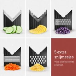Gustuine Mandoline Keukensnijder - Multifunctionele Groentesnijder & Frietsnijder - Rasp & Kaasrasp - Incl. E-Book -Kookgerei Koning Verkoop 1200x1200 1801