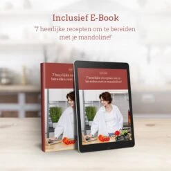 Gustuine Mandoline Keukensnijder - Multifunctionele Groentesnijder & Frietsnijder - Rasp & Kaasrasp - Incl. E-Book -Kookgerei Koning Verkoop 1200x1200 1802