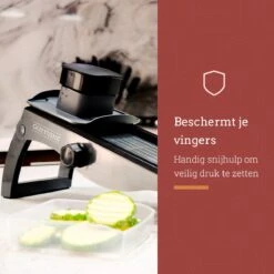 Gustuine Mandoline Keukensnijder - Multifunctionele Groentesnijder & Frietsnijder - Rasp & Kaasrasp - Incl. E-Book -Kookgerei Koning Verkoop 1200x1200 1803