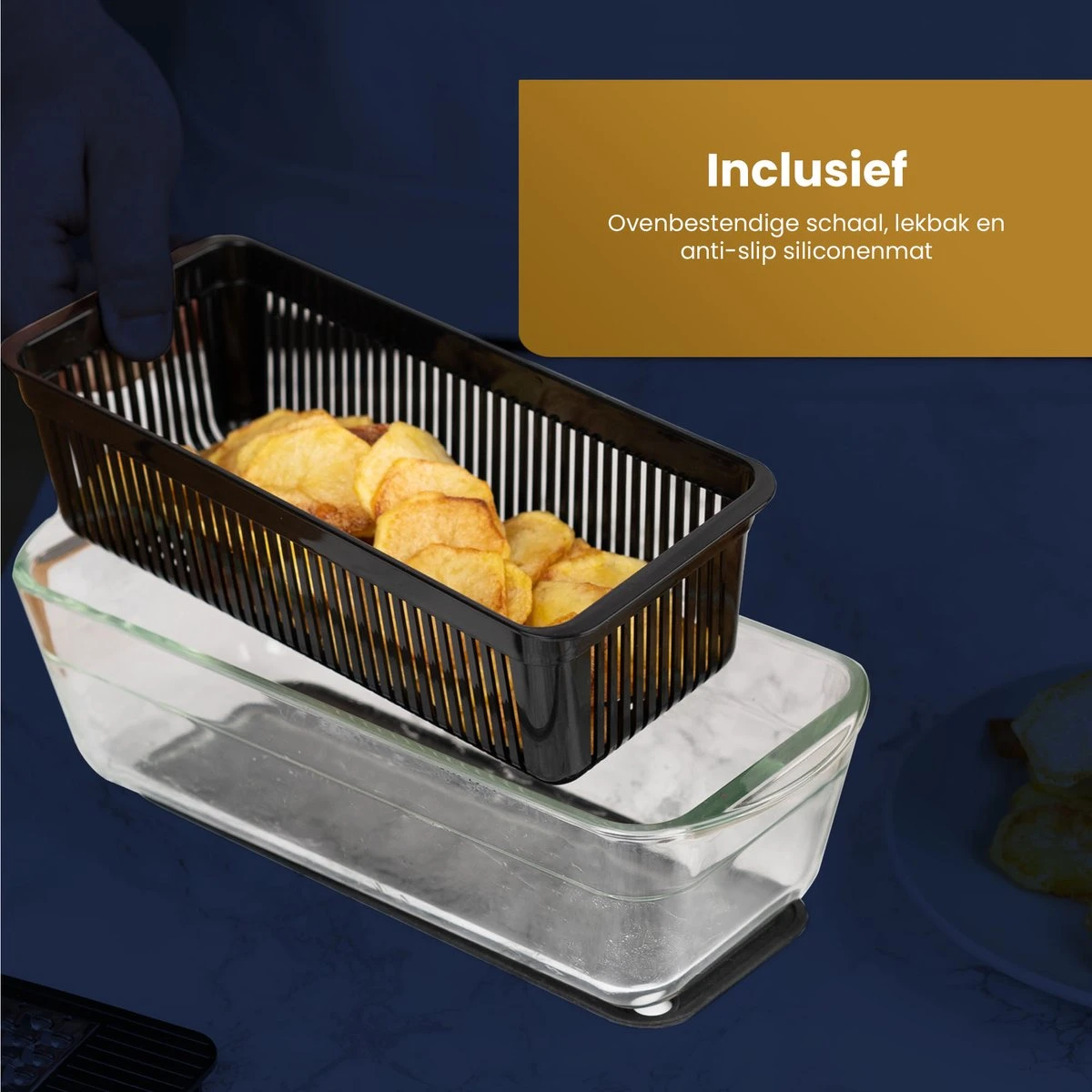 Groentesnijder 13 Delig Mandoline - Slicer Dicer Frietsnijder - Mandoline Keukensnijder Uiensnijder Met Ovenschaal - Kitchen Royal® 3 Groentesnijder 13 Delig Mandoline - Slicer Dicer Frietsnijder - Mandoline Keukensnijder Uiensnijder Met Ovenschaal - Kitchen Royal® - Afbeelding 3