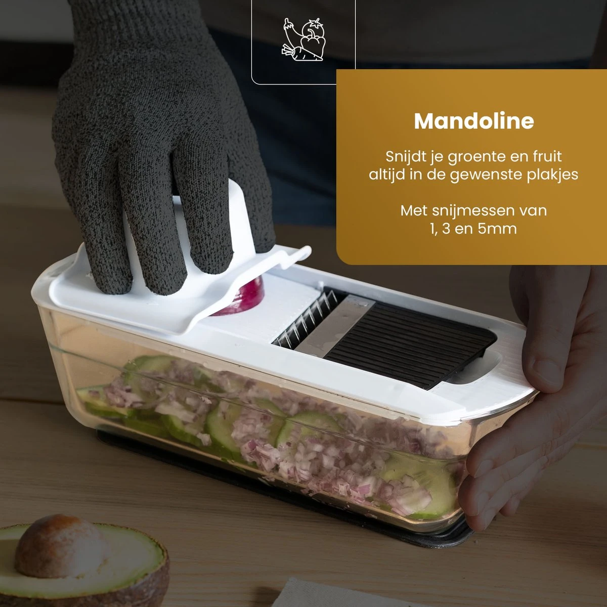 Groentesnijder 13 Delig Mandoline - Slicer Dicer Frietsnijder - Mandoline Keukensnijder Uiensnijder Met Ovenschaal - Kitchen Royal® 7 Groentesnijder 13 Delig Mandoline - Slicer Dicer Frietsnijder - Mandoline Keukensnijder Uiensnijder Met Ovenschaal - Kitchen Royal® - Afbeelding 7