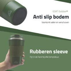 GOAT Outdoor RVS Koffiebeker To Go - Thermosbeker - Theebeker - Reisbeker - Lekvrij - 380ml - Groen -Kookgerei Koning Verkoop 1200x1200 183