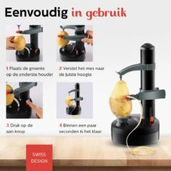 Avint Goods Elektrische Aardappelschiller - Schiller - Groentesnijder - Appelschilmachine - Dunschiller - Incl 4 X Reserve Aardappelschilmesjes - Automatisch - Snel, Veilig & Eenvoudig Schillen - Zwart -Kookgerei Koning Verkoop 1200x1200 1887