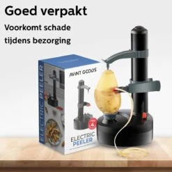 Avint Goods Elektrische Aardappelschiller - Schiller - Groentesnijder - Appelschilmachine - Dunschiller - Incl 4 X Reserve Aardappelschilmesjes - Automatisch - Snel, Veilig & Eenvoudig Schillen - Zwart -Kookgerei Koning Verkoop 1200x1200 1889