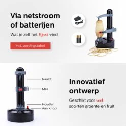 Avint Goods Elektrische Aardappelschiller - Schiller - Groentesnijder - Appelschilmachine - Dunschiller - Incl 4 X Reserve Aardappelschilmesjes - Automatisch - Snel, Veilig & Eenvoudig Schillen - Zwart -Kookgerei Koning Verkoop 1200x1200 1890