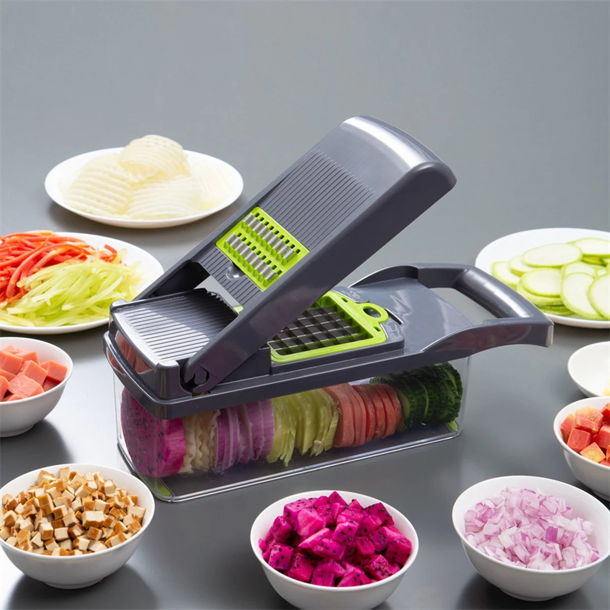 Merkloos Mandoline – Multifunctionele Groentesnijder – Nicer Dicer 2 Merkloos Mandoline – Multifunctionele Groentesnijder – Nicer Dicer - Afbeelding 2
