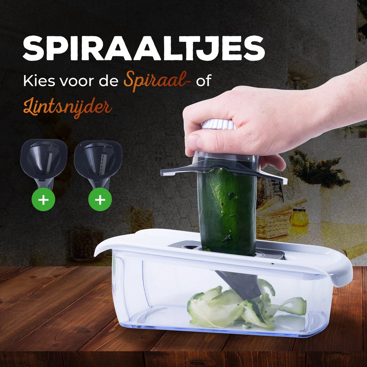 Estus QuickSlicer Mandoline Keukensnijder - Groentesnijder - Uiensnijder - Spiraalsnijder - Roestvrij Staal - Vingerbeschermer - 6 Opzetstukken 4 Estus QuickSlicer Mandoline Keukensnijder - Groentesnijder - Uiensnijder - Spiraalsnijder - Roestvrij Staal - Vingerbeschermer - 6 Opzetstukken - Afbeelding 4