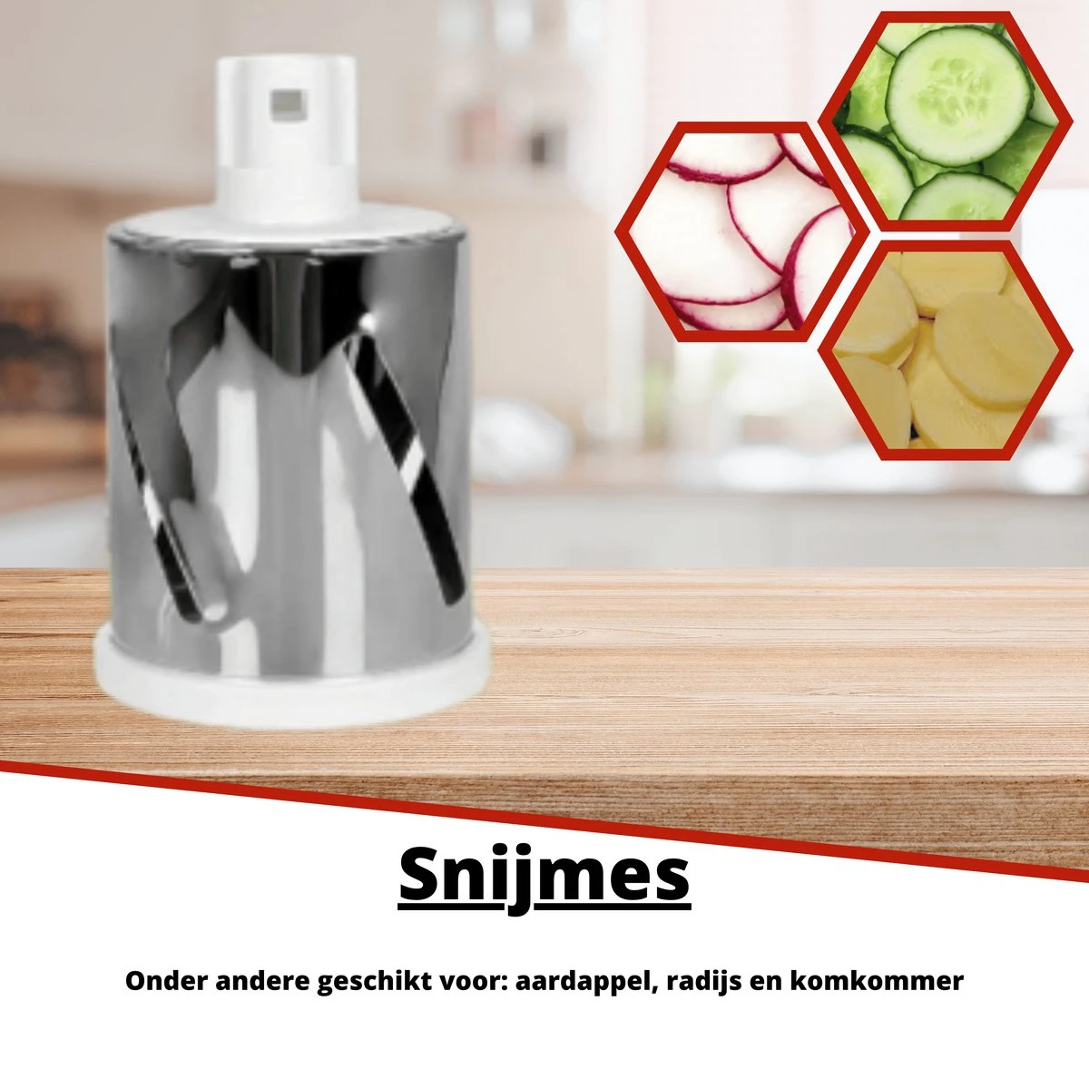 Mandoline Groentesnijder- Slicer Dicer - Rasper - Keukensnijder - Kaasrasp – Trommelrasp - Rood 3 Mandoline Groentesnijder- Slicer Dicer - Rasper - Keukensnijder - Kaasrasp – Trommelrasp - Rood - Afbeelding 3