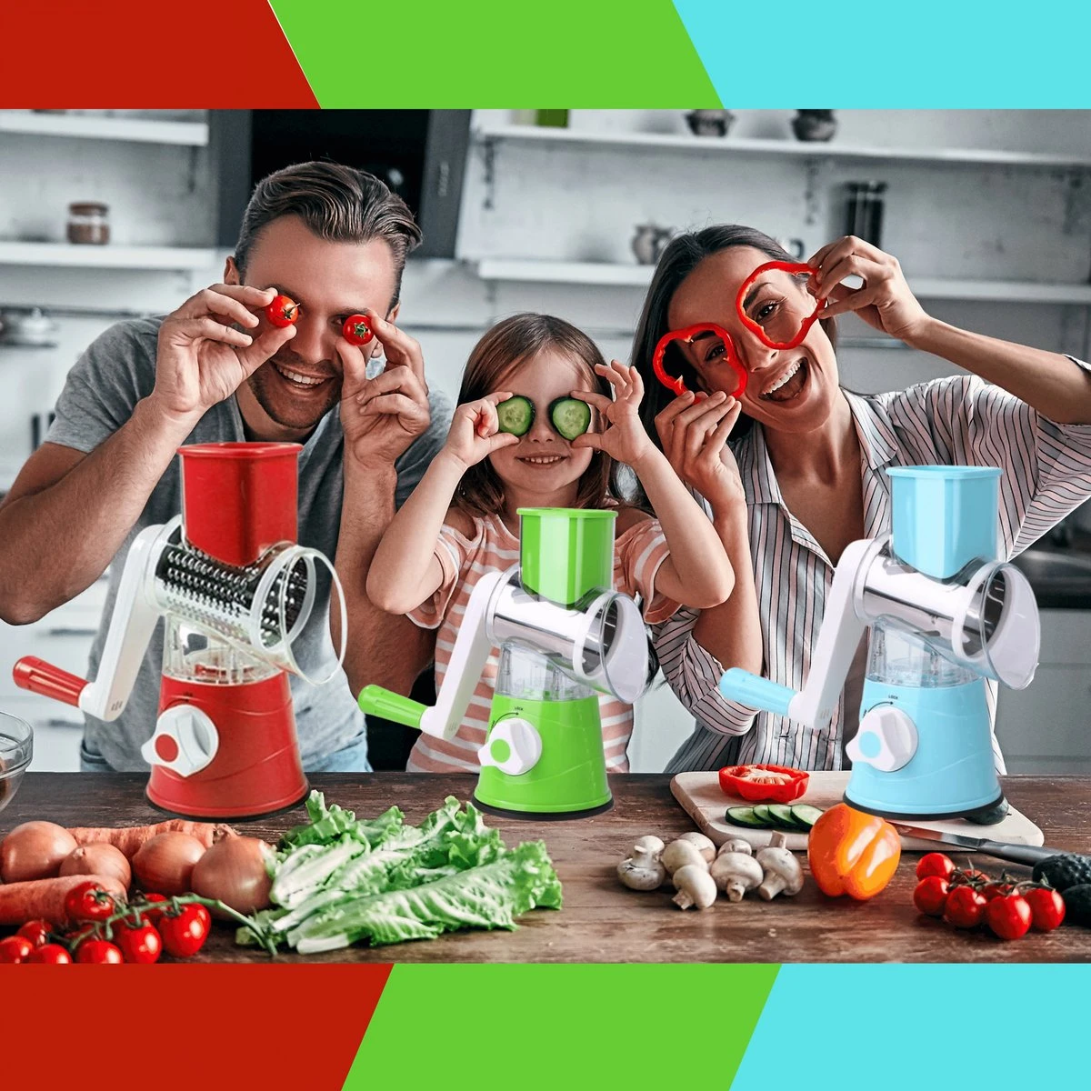 Mandoline Groentesnijder- Slicer Dicer - Rasper - Keukensnijder - Kaasrasp – Trommelrasp - Rood 11 Mandoline Groentesnijder- Slicer Dicer - Rasper - Keukensnijder - Kaasrasp – Trommelrasp - Rood - Afbeelding 11