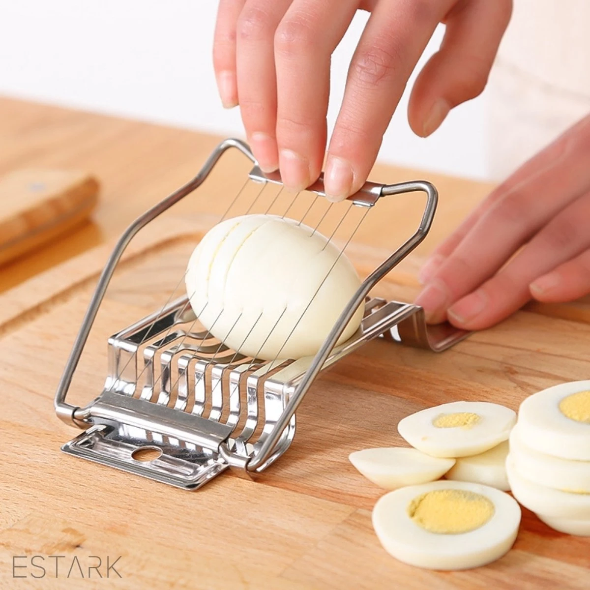 ESTARK Professionele Kwalitatieve Eiersnijder - Egg Slicer - Metalen Snijdraden - Eiersnijder - Metalen Houder - Stalen Eisnijder - Eisnijder - Ei-snijder - Ei Snijder RVS 1 ESTARK Professionele Kwalitatieve Eiersnijder - Egg Slicer - Metalen Snijdraden - Eiersnijder - Metalen Houder - Stalen Eisnijder - Eisnijder - Ei-snijder - Ei Snijder RVS