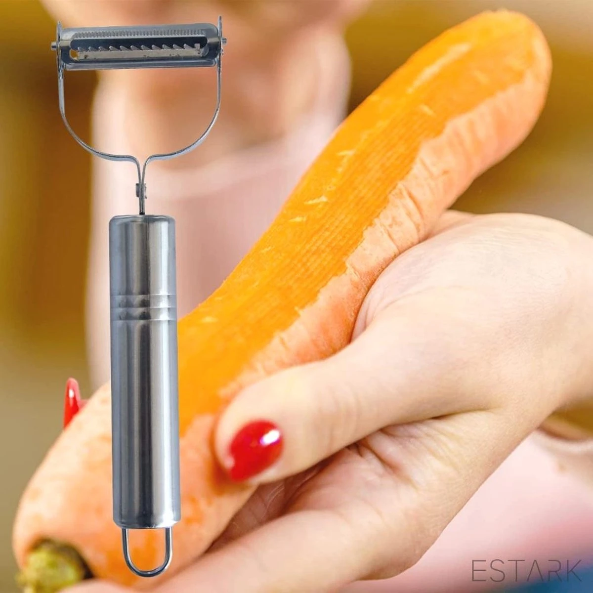 ESTARK® Dunschiller - Julienne & Groenteschiller - Groentesnijder - Uiensnijder - Spiraalsnijder - Juliennerasp - Juliennesnijder - Sliertensnijder - Multifunctionele Groenten Schiller Aardappel Schiller - Dunschiller RVS 10 ESTARK® Dunschiller - Julienne & Groenteschiller - Groentesnijder - Uiensnijder - Spiraalsnijder - Juliennerasp - Juliennesnijder - Sliertensnijder - Multifunctionele Groenten Schiller Aardappel Schiller - Dunschiller RVS - Afbeelding 10