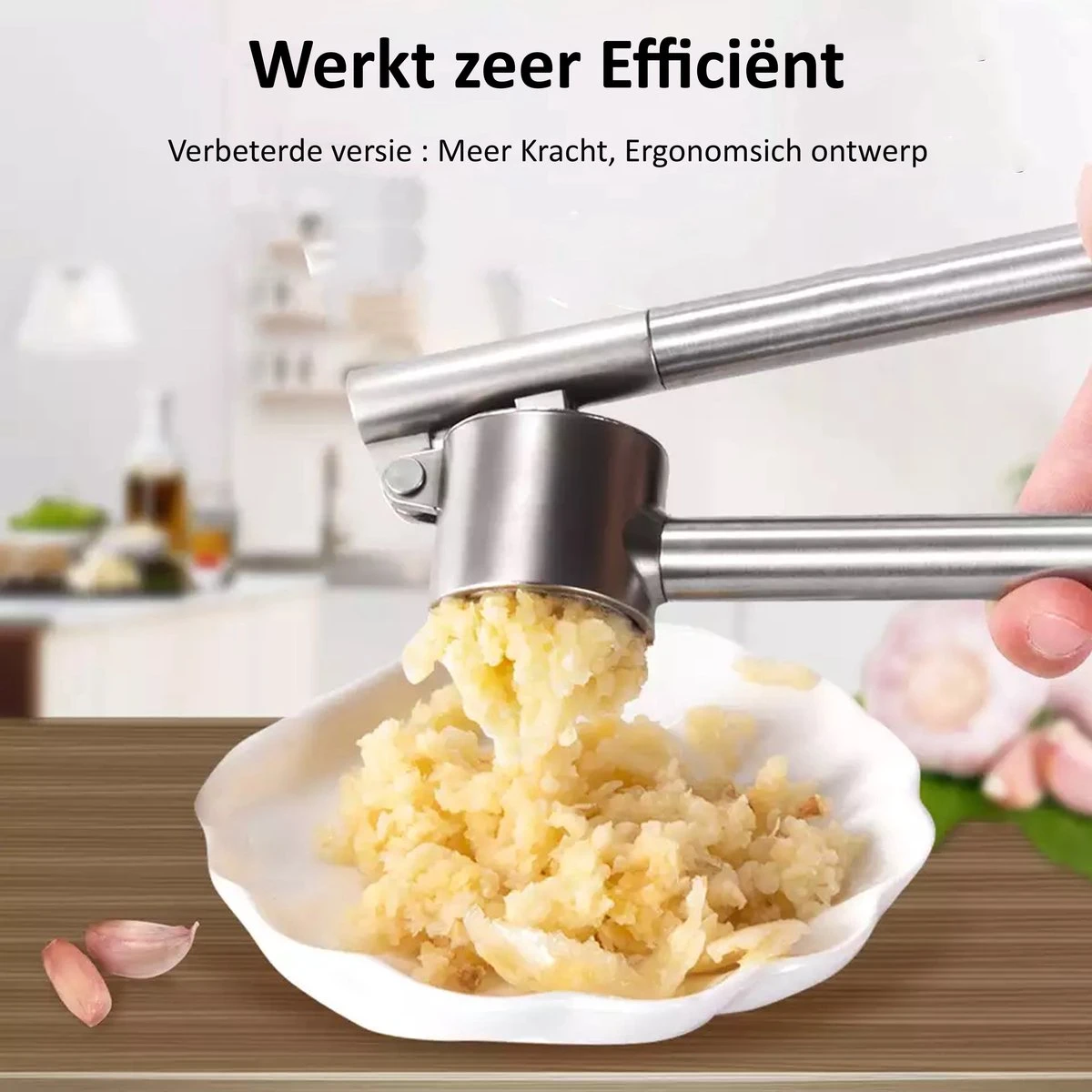 Knoflookpers - Gemberpers - RVS - Vaatwasserbestendig - Hoogwaardig Roestvrijstaal 7 Knoflookpers - Gemberpers - RVS - Vaatwasserbestendig - Hoogwaardig Roestvrijstaal - Afbeelding 7