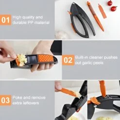 Merkloos Knoflookpers/Aardappel Schiller/Vlees Hamer - 3 In 1 - Vaatwasser Bestendig - Zwart/Oranje 8 Merkloos Knoflookpers/Aardappel Schiller/Vlees Hamer - 3 In 1 - Vaatwasser Bestendig - Zwart/Oranje -Kookgerei Koning Verkoop 1200x1200 2206