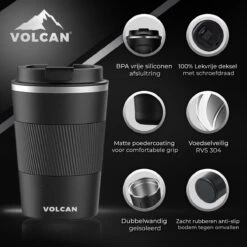 Volcan RVS Koffiebeker To Go Met Sleeve - Thermosbeker - Theebeker - Coffee - Zwart -Kookgerei Koning Verkoop 1200x1200 221