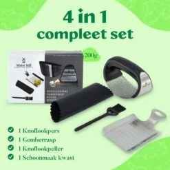 Mister Mill Knoflookpers Gemberrasp Set - Lookpers - Knoflook Pers - Gemberpers - Knoflooksnijder - Knoflookpeller - Garlic Press -Kookgerei Koning Verkoop 1200x1200 2216
