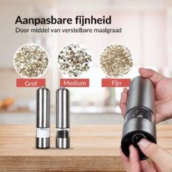 Kitchen Deluxe® Elektrische Zout- En Pepermolen Set – Inclusief Kookboek – Pepermolen - Peper En Zoutmolen Set- Verstelbare Maalgraad - Zeezout én Kruidenmixes -Kookgerei Koning Verkoop 1200x1200 2284