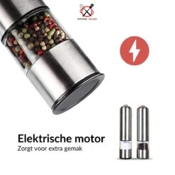 Kitchen Deluxe® Elektrische Zout- En Pepermolen Set – Inclusief Kookboek – Pepermolen - Peper En Zoutmolen Set- Verstelbare Maalgraad - Zeezout én Kruidenmixes -Kookgerei Koning Verkoop 1200x1200 2285
