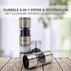 TRUMENI Dubbelzijdige Peper En Zoutmolen Set Inclusief Houder - Handmatige Pepermolen Met Instelbare Maalgraad - 2 Stuks Kruidenmolens -Kookgerei Koning Verkoop 1200x1200 2289
