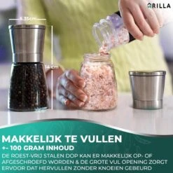 Peper En Zoutmolen Set - RVS Zout En Peperstel - Zoutvaatje En Pepermolen - 2 In 1 -Kookgerei Koning Verkoop 1200x1200 2297