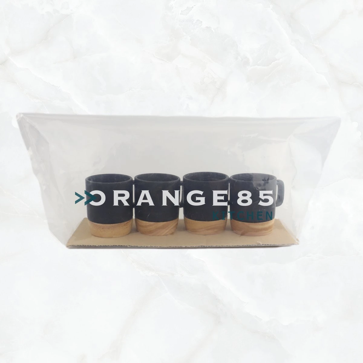 Orange85 Espresso Kopjes - Zwart - Set Van 4 - Met Bamboe Onderzetter - Met Oor - Koffiekopjes 6 Orange85 Espresso Kopjes - Zwart - Set Van 4 - Met Bamboe Onderzetter - Met Oor - Koffiekopjes - Afbeelding 6
