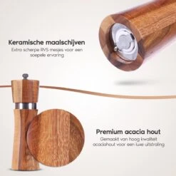Luxe Peper En Zoutmolen Set - Pepermolen - Acacia Hout - RVS - 21cm -Kookgerei Koning Verkoop 1200x1200 2317