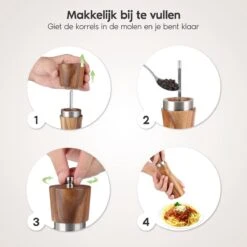 Luxe Peper En Zoutmolen Set - Pepermolen - Acacia Hout - RVS - 21cm -Kookgerei Koning Verkoop 1200x1200 2318