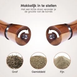 Luxe Peper En Zoutmolen Set - Pepermolen - Acacia Hout - RVS - 21cm -Kookgerei Koning Verkoop 1200x1200 2320
