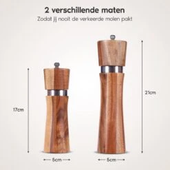Luxe Peper En Zoutmolen Set - Pepermolen - Acacia Hout - RVS - 21cm -Kookgerei Koning Verkoop 1200x1200 2322