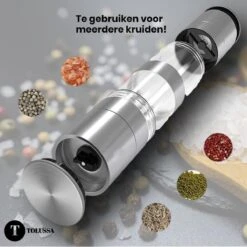 Tolussa Pepermolen En Zoutmolen 2in1 - Peper En Zoutmolen Set - Handmatig - RVS -Kookgerei Koning Verkoop 1200x1200 2333