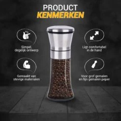 Pepermolen - Peper En Zoutmolen Set - Comfortabele Grip - Stevig Materiaal -Kookgerei Koning Verkoop 1200x1200 2334