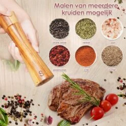 Sybra - Peper En Zoutmolen Set - Inclusief Serveerbakje - Pepermolen - Zoutmolen - Acacia Hout - Instelbare Maalgraad - Duurzaam -Kookgerei Koning Verkoop 1200x1200 2340
