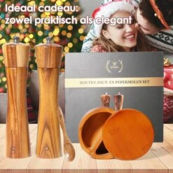Sybra - Peper En Zoutmolen Set - Inclusief Serveerbakje - Pepermolen - Zoutmolen - Acacia Hout - Instelbare Maalgraad - Duurzaam -Kookgerei Koning Verkoop 1200x1200 2342