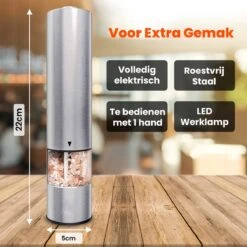 Elektrische Zout- En Pepermolen - Set 2 Stuks - RVS - Met LED-verlichting - Grofheid Verstelbaar 10 Elektrische Zout- En Pepermolen - Set 2 Stuks - RVS - Met LED-verlichting - Grofheid Verstelbaar -Kookgerei Koning Verkoop 1200x1200 2366