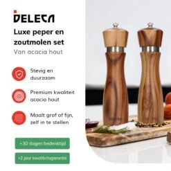 Deleca Peper En Zoutmolen Set - Handmatig Design - Pepermolen - Incl. Geschenkdoos - Premium FSC Acacia Hout - 20 Cm 16 Deleca Peper En Zoutmolen Set - Handmatig Design - Pepermolen - Incl. Geschenkdoos - Premium FSC Acacia Hout - 20 Cm -Kookgerei Koning Verkoop 1200x1200 2406