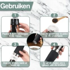 Kitchen Deluxe® Peper En Zoutmolen Set Elektrisch - Kruidenmolen Incl. Standaard En Kookboek - Gravitatie - RVS 9 Kitchen Deluxe® Peper En Zoutmolen Set Elektrisch - Kruidenmolen Incl. Standaard En Kookboek - Gravitatie - RVS -Kookgerei Koning Verkoop 1200x1200 2414