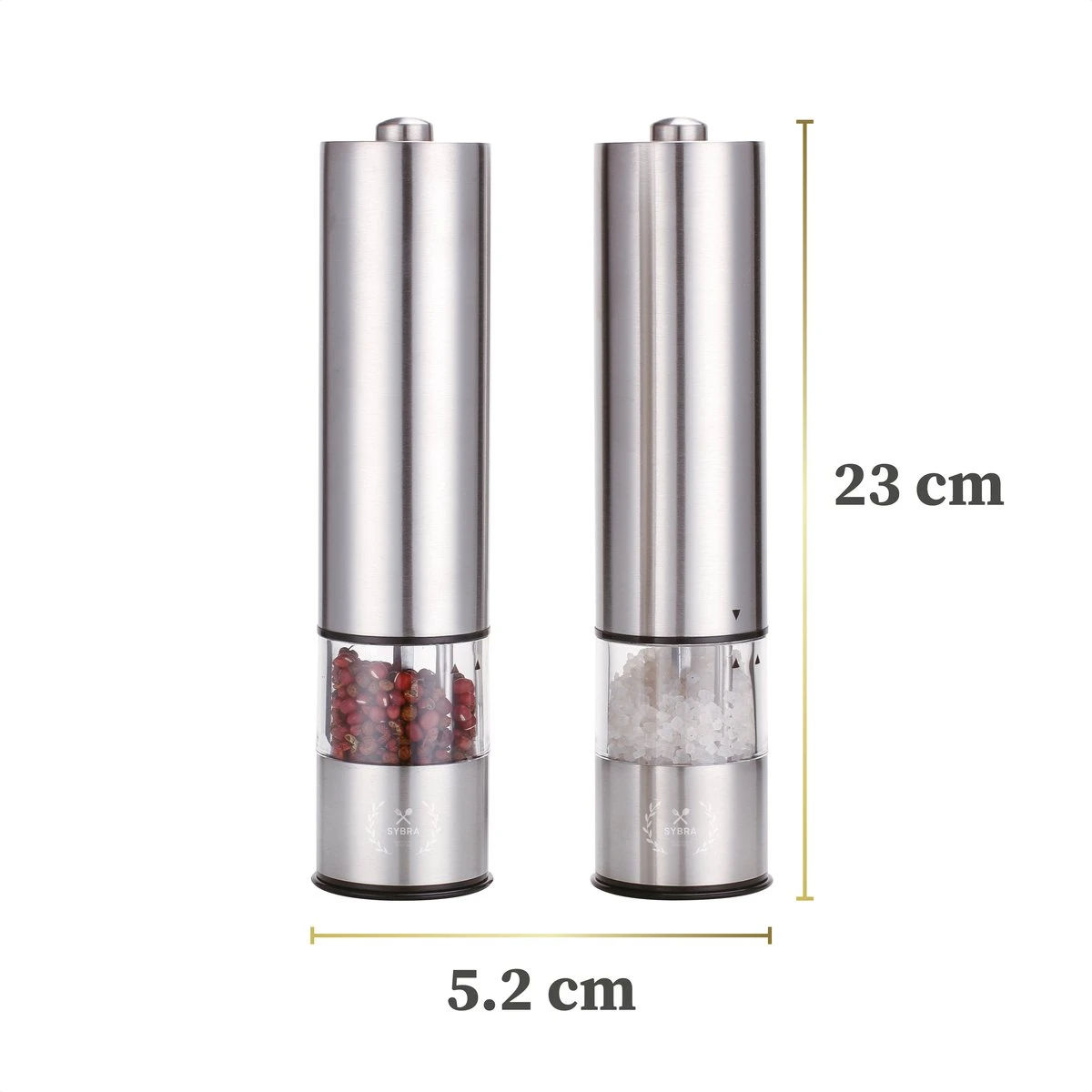 Sybra Peper En Zoutmolen Elektrisch – Peper En Zoutmolen Set Elektrisch – Pepermolen En Zoutmolen – Hoogwaardig RVS – Inclusief Houder 5 Sybra Peper En Zoutmolen Elektrisch – Peper En Zoutmolen Set Elektrisch – Pepermolen En Zoutmolen – Hoogwaardig RVS – Inclusief Houder - Afbeelding 5