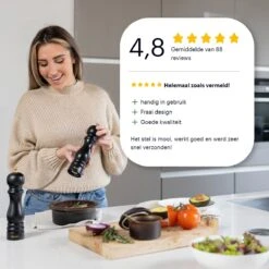 Deleca Luxe Peper En Zoutmolen Set - Met Geschenkdoos - Zout / Pepermolen - Rubberhout - Zwart & Goud -Kookgerei Koning Verkoop 1200x1200 2468