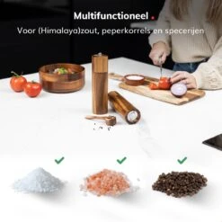 Deleca Luxe Peper En Zoutmolen Set - Zout / Pepermolen - Handmatig - Met Navul Lepel & Geschenkdoos - Acacia Hout - Rond -Kookgerei Koning Verkoop 1200x1200 2472