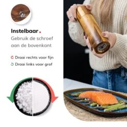 Deleca Luxe Peper En Zoutmolen Set - Zout / Pepermolen - Handmatig - Met Navul Lepel & Geschenkdoos - Acacia Hout - Rond -Kookgerei Koning Verkoop 1200x1200 2473