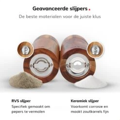 Deleca Luxe Peper En Zoutmolen Set - Zout / Pepermolen - Handmatig - Met Navul Lepel & Geschenkdoos - Acacia Hout - Rond -Kookgerei Koning Verkoop 1200x1200 2478