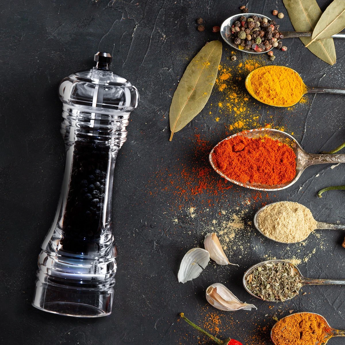 101Products Peper- & Zoutmolen Set - Acryl - Transparant - Verstelbare Maalgraad - Zeezout én Kruidenmixes 2 101Products Peper- & Zoutmolen Set - Acryl - Transparant - Verstelbare Maalgraad - Zeezout én Kruidenmixes - Afbeelding 2